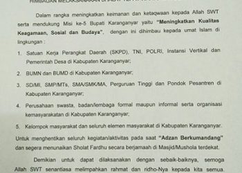 Pemkab Karanganyar Himbau Warganya Shalat Tepat Waktu dan Berjamaah