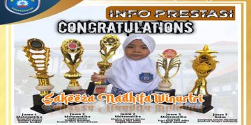 Sakeeza  Nadhifa Winutri, siswi MI Muhammadiyah Karanganyar berhasil meraih 5 piala kejuaraan dalam 1 bulan