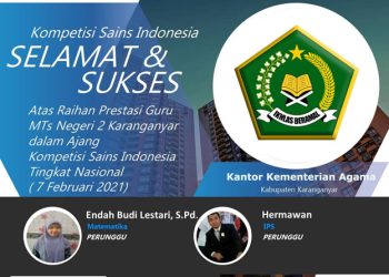 2 Guru MTsN 2 Karanganyar Meraih Medali Perunggu Dalam Ajang KSI